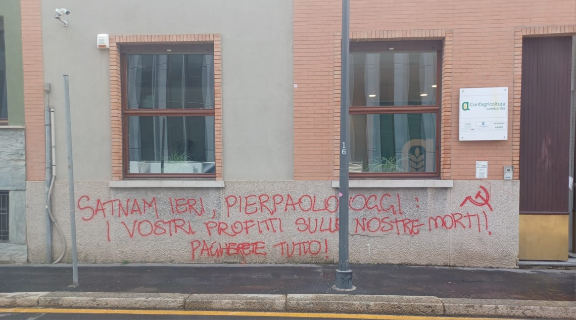 Confagricoltura Lombardia: ferma condanna per le scritte comparse sui muri della sede di Milano